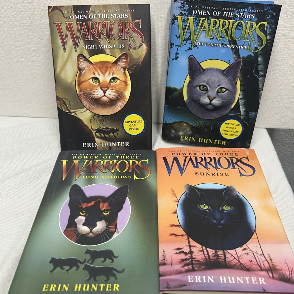 Erin Hunter Warriors Books Lot of 4. (2) Power Of Three & (2)Omen Of The Stars